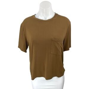 Aritzia Wilfred Free Women's Brown Short Sleeve Pocket T Shirt Tee Top Size XS